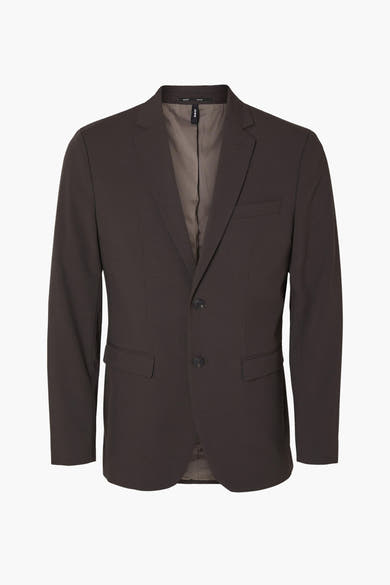Bruine blazer van SELECTED, met twee knopen, met paspelzak op de borst.