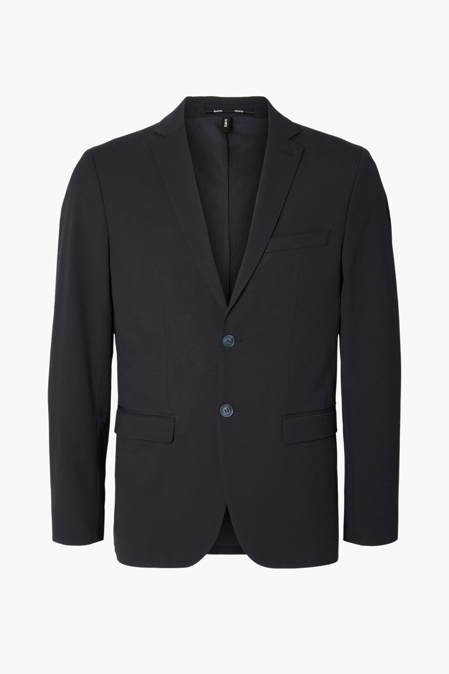 Blazer bleu de SELECTED, avec une coupe classique, deux boutons et une poche poitrine.