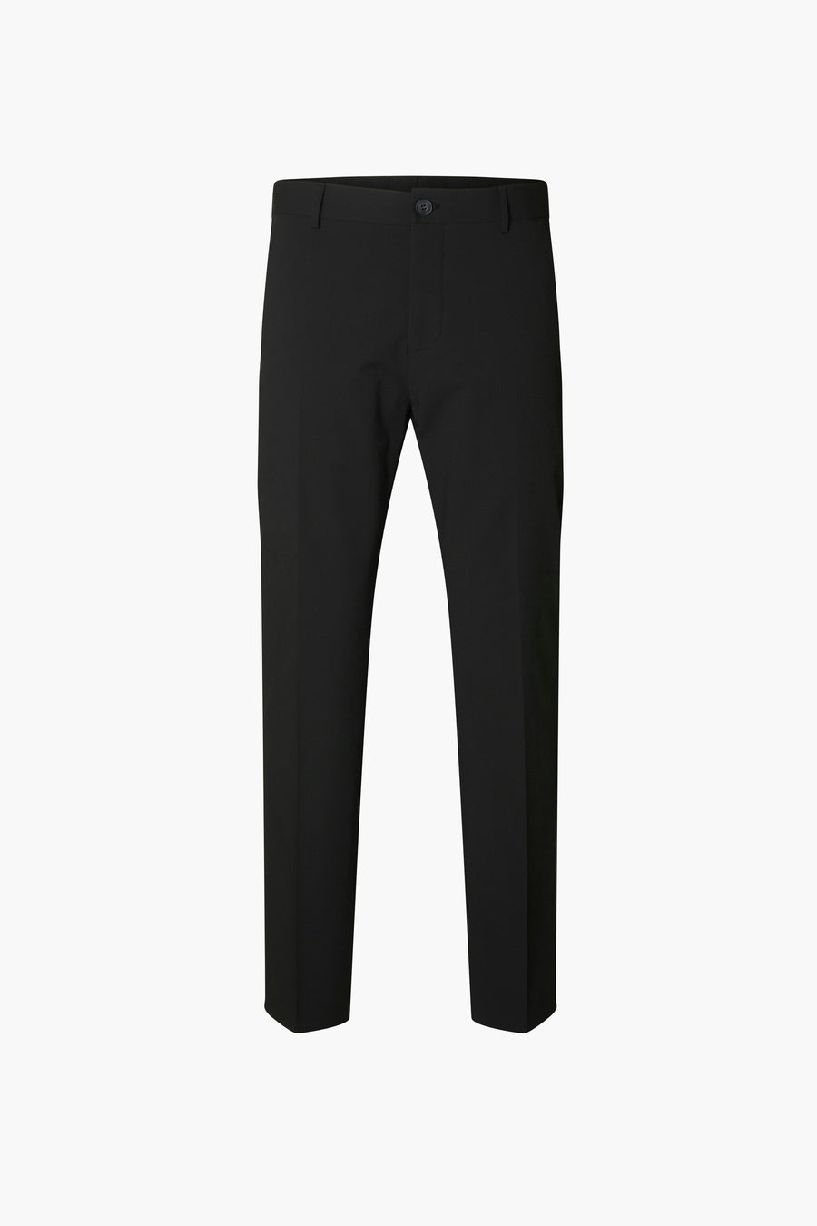 Pantalon de costume noir de SELECTED, coupe droite et classique, sur fond blanc.
