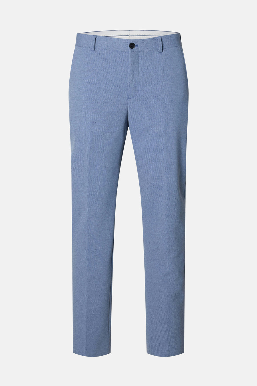 Pantalon de costume bleu par SELECTED, avec une texture subtile et une coupe classique.
