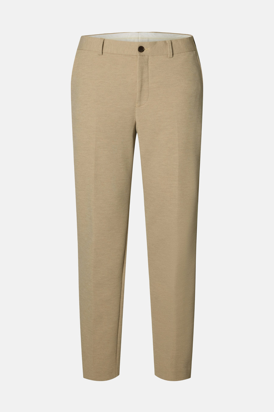 Bruine SELECTED pantalon de costume, coupe droite, avec bouton et poches.