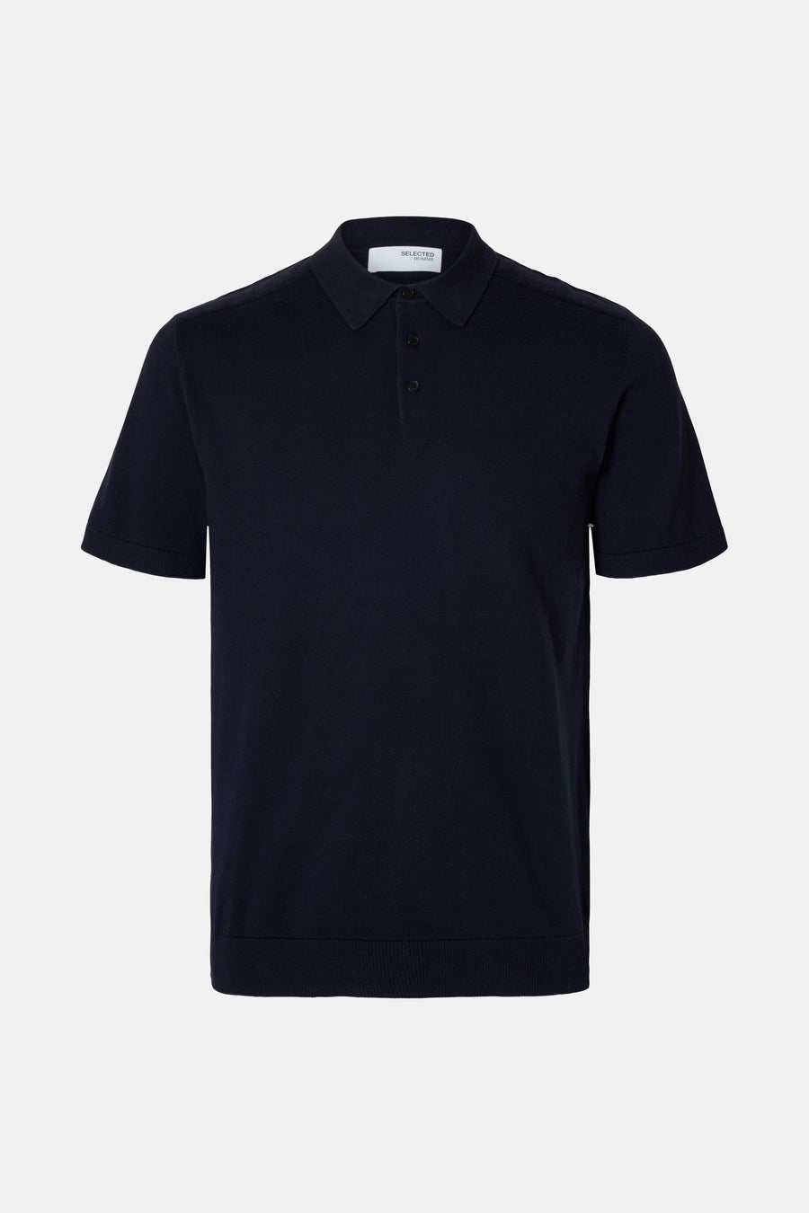 Polo bleu à manches courtes de SELECTED / HOMME en maille fine et coupe classique.