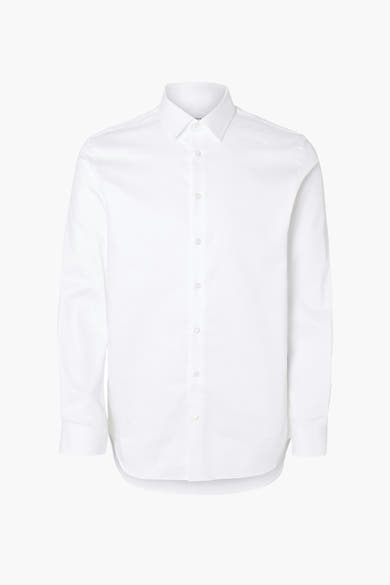 Chemise blanche à manches longues de SELECTED, avec une coupe classique et une patte de boutonnage ton sur ton.