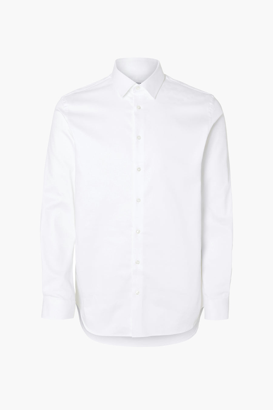 Chemise blanche à manches longues de SELECTED, avec une coupe classique et une patte de boutonnage ton sur ton.