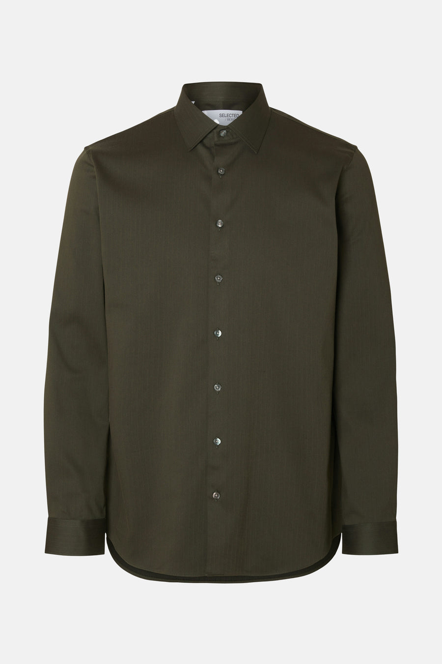 Chemise à manches longues verte de SELECTED, avec une texture subtile et une coupe classique.