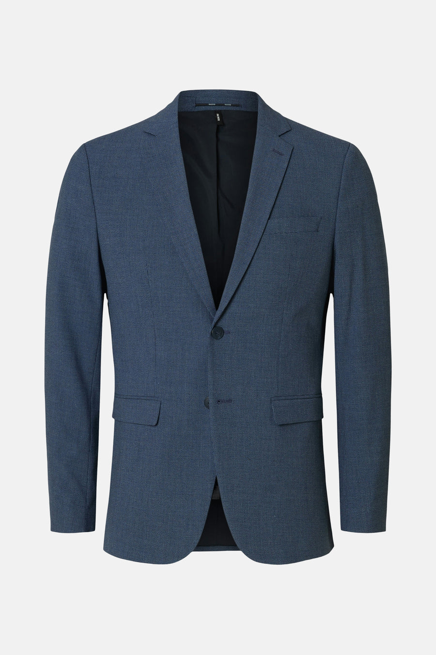 Blazer bleu SELECTED, à simple boutonnage et à la texture subtile.
