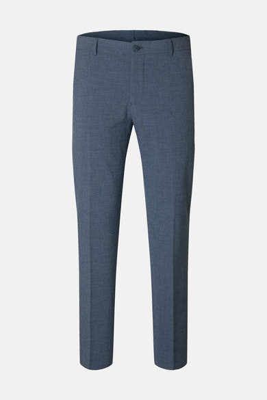Pantalon de costume bleu SELECTED avec une texture subtile et une coupe ajustée.