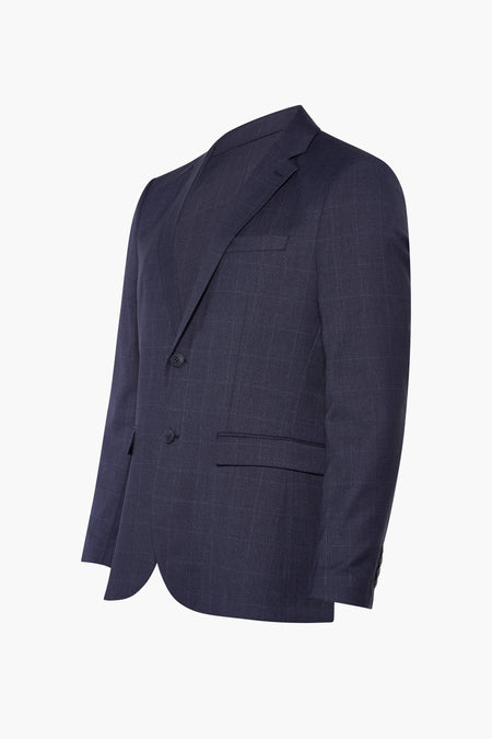 Blauwe blazer van SELECTED, met een subtiel ruitpatroon en een gestructureerde pasvorm.