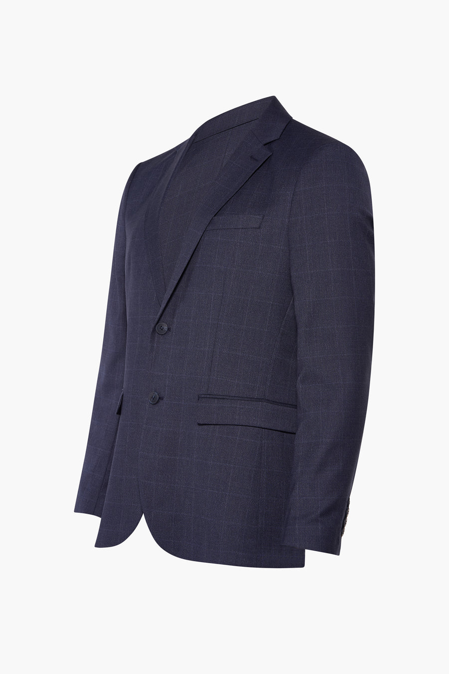 Blauwe blazer van SELECTED, met een subtiel ruitpatroon en een gestructureerde pasvorm.