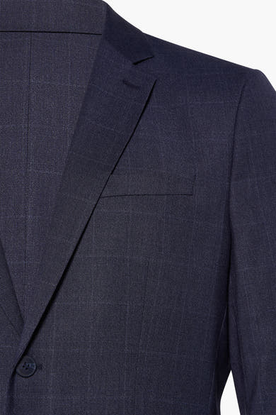 Blauwe geruite blazer van SELECTED, borstzakdetail en knoopsluiting.