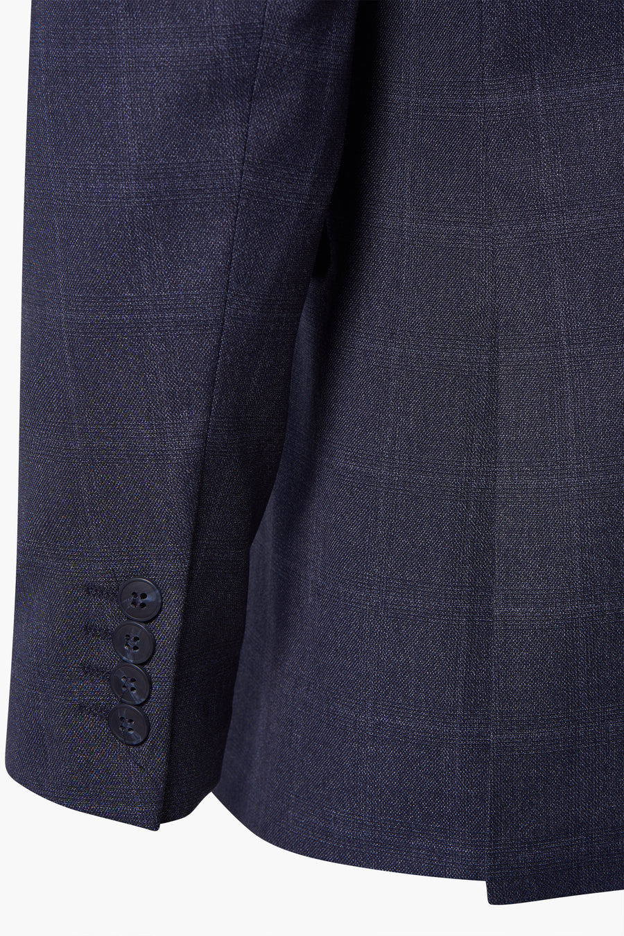 Blauwe geruite blazer van SELECTED, met knopen aan de mouwen en een getextureerde stof.