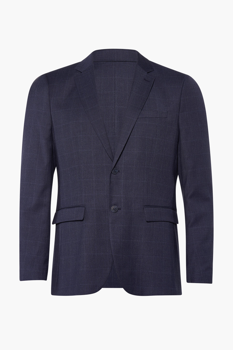 Blauwe geruite blazer van SELECTED, met twee knopen en klepzakken.