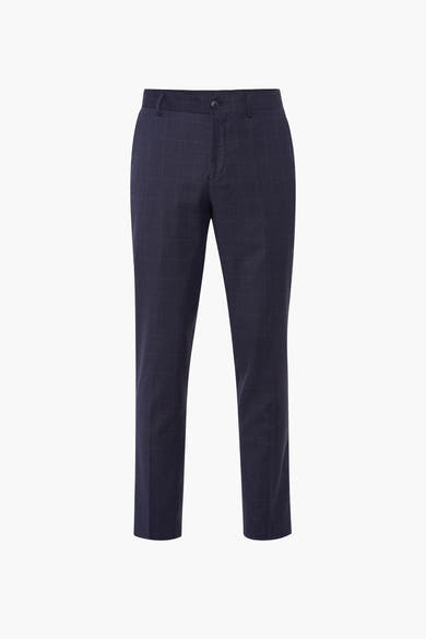 Pantalon de costume bleu de SELECTED, à motif carreaux sur fond marine.