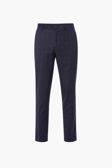 Pantalon de costume bleu de SELECTED, à motif carreaux sur fond marine.