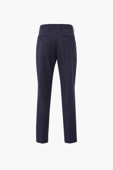Pantalon de costume bleu SELECTED, à motif quadrillé, vu de dos.
