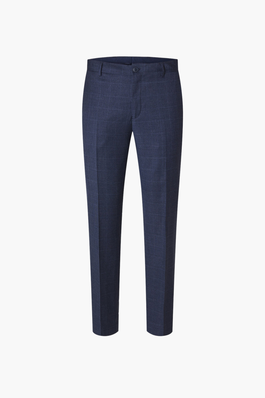 Pantalon de costume bleu de SELECTED, à carreaux, sur fond blanc.