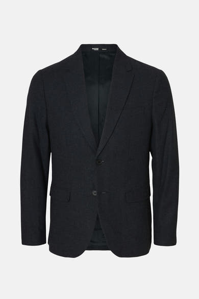 Blauwe blazer van SELECTED, met twee knopen en paspelzakken.