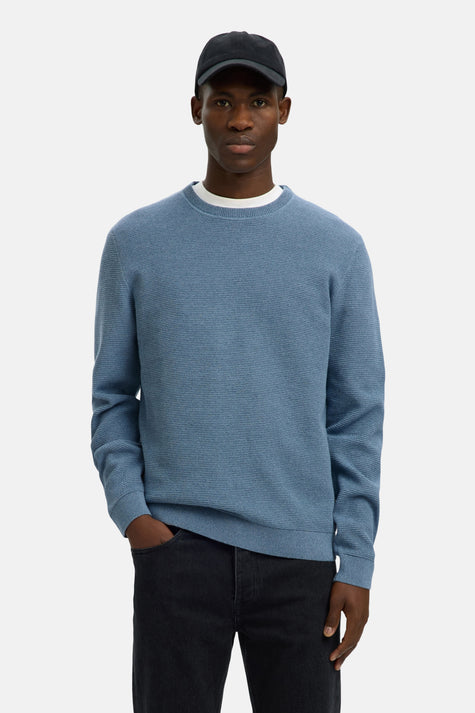Trui met ronde hals blauw - SELECTED