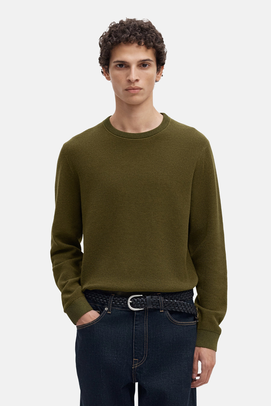 Trui met ronde hals khaki - SELECTED