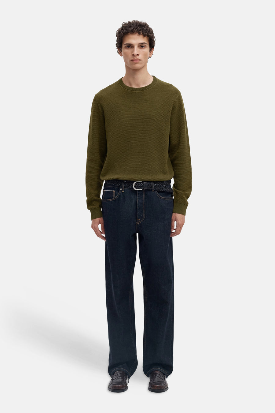 Trui met ronde hals khaki - SELECTED