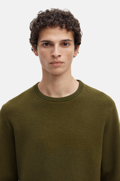 Trui met ronde hals khaki - SELECTED