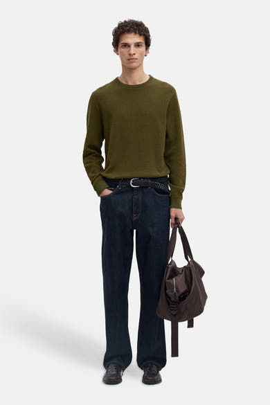 Trui met ronde hals khaki - SELECTED