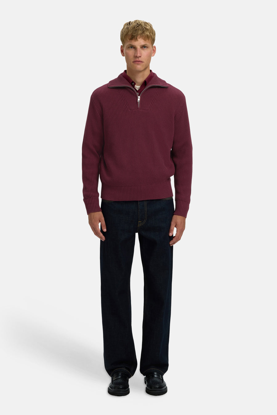 Pull col roulé rouge - SELECTED