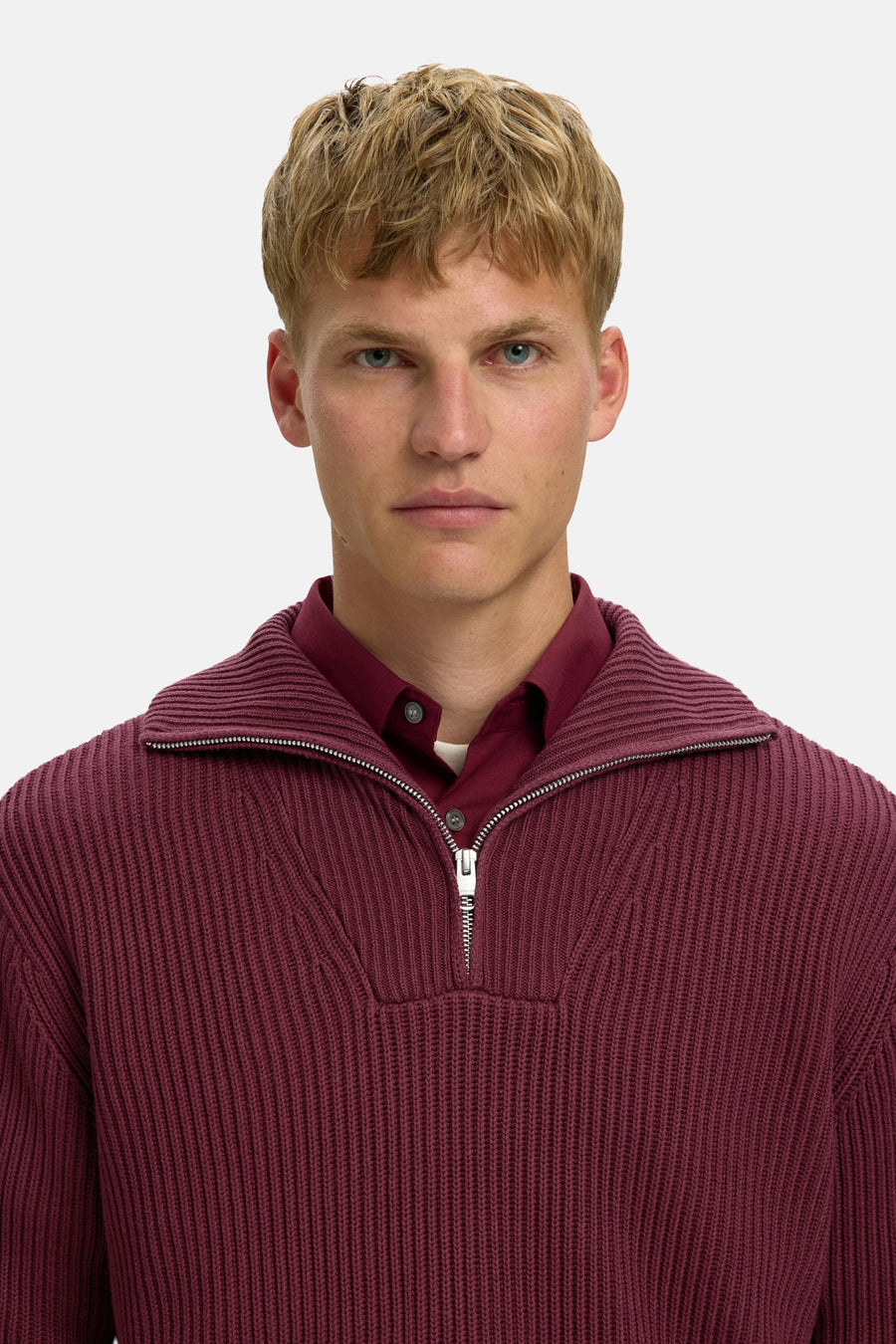 Pull col roulé rouge - SELECTED