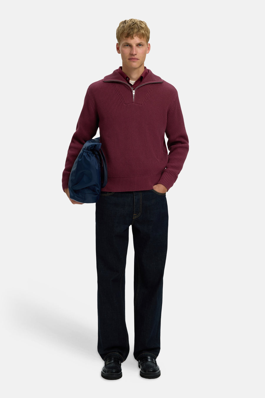 Pull col roulé rouge - SELECTED