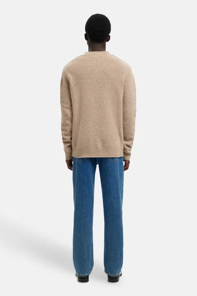 Pull col rond beige - SELECTED