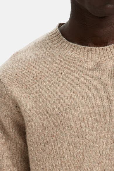 Pull col rond beige - SELECTED