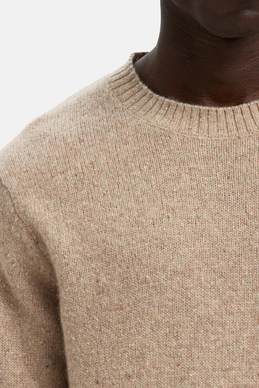 Pull col rond beige - SELECTED