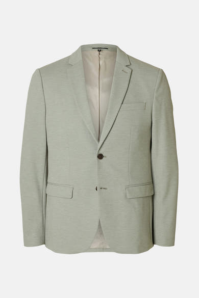 Blazer vert SELECTED met een enkele knoopsluiting en klepzakken.