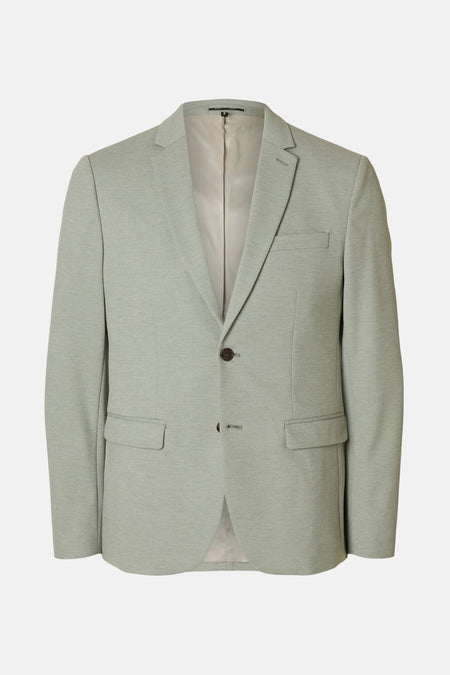 Blazer vert SELECTED met een enkele knoopsluiting en klepzakken.