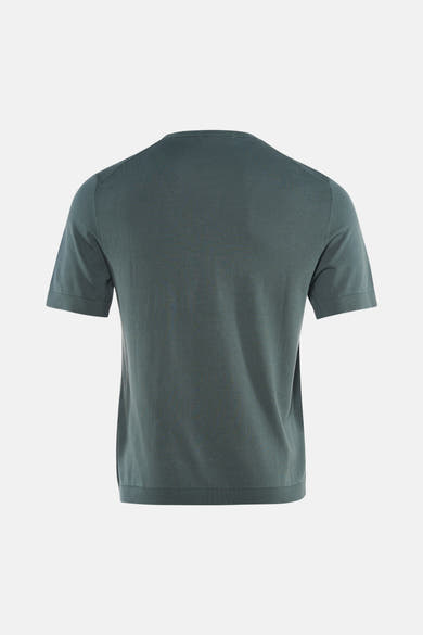 Pull vert de SELECTED à manches courtes, en maille fine, vue de dos.