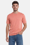 Pull col O rose tricoté pour homme de SELECTED, à manches courtes.