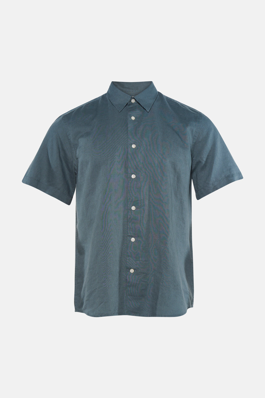 Chemise à manches courtes verte de SELECTED, avec col classique et boutons blancs sur le devant.
