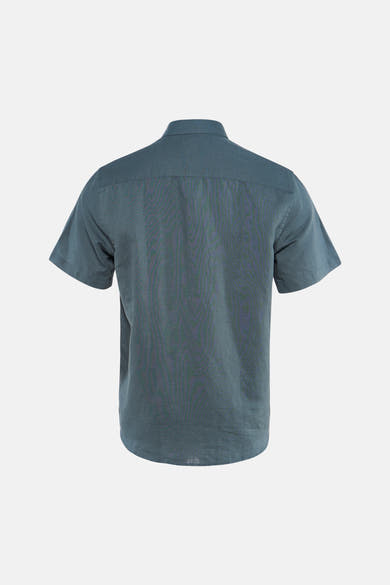 Chemise à manches courtes vert foncé de SELECTED, vue de dos, coupe décontractée et tissu texturé.