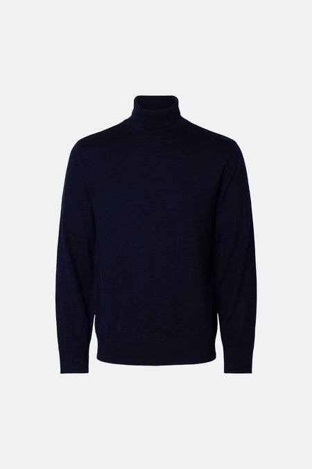 Pull col roulé bleu - SELECTED