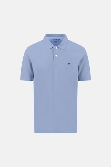 Blauw katoenen poloshirt van FYNCH-HATTON, met een discreet logo op de borst.