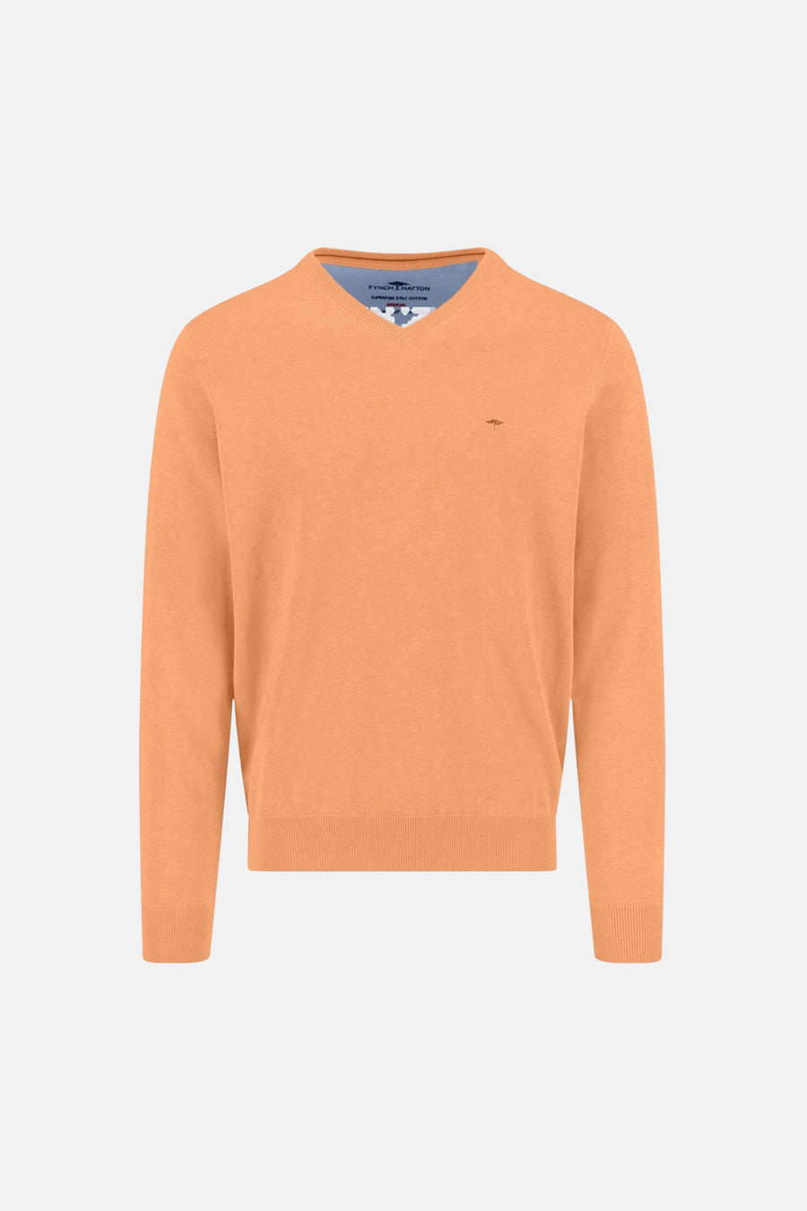Pull à col en V orange de FYNCH-HATTON avec un petit logo brodé.