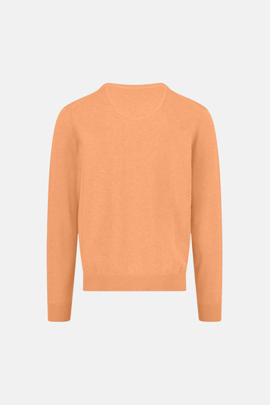 Pull col V orange de FYNCH-HATTON en maille fine, avec des bords côtelés au niveau du col, des poignets et de l'ourlet.
