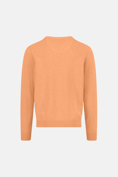 Pull col V orange de FYNCH-HATTON en maille fine, avec des bords côtelés au niveau du col, des poignets et de l'ourlet.