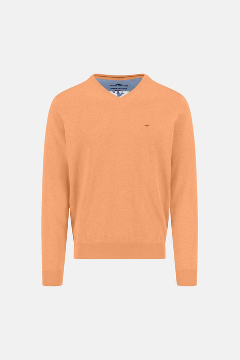 Pull met V-hals - oranje