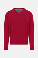 Pull à col en V - rouge