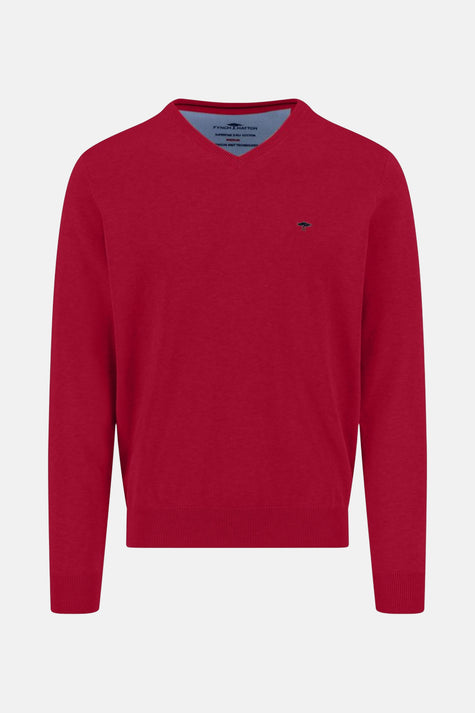 Pull met V-hals - rood