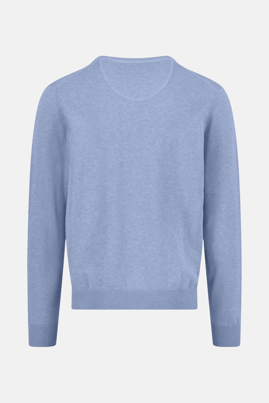 Pull à col en V bleu de FYNCH-HATTON, en maille fine et uniforme, présenté sur fond clair.