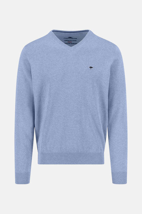 Pull met V-hals - blauw