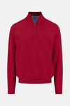 Pull à col roulé rouge de FYNCH-HATTON avec une fermeture éclair partielle.