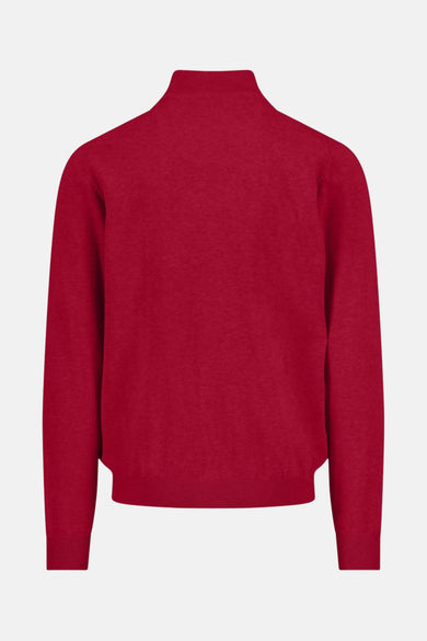 Pull à col roulé rouge de FYNCH-HATTON, en maille texturée, vue de dos.
